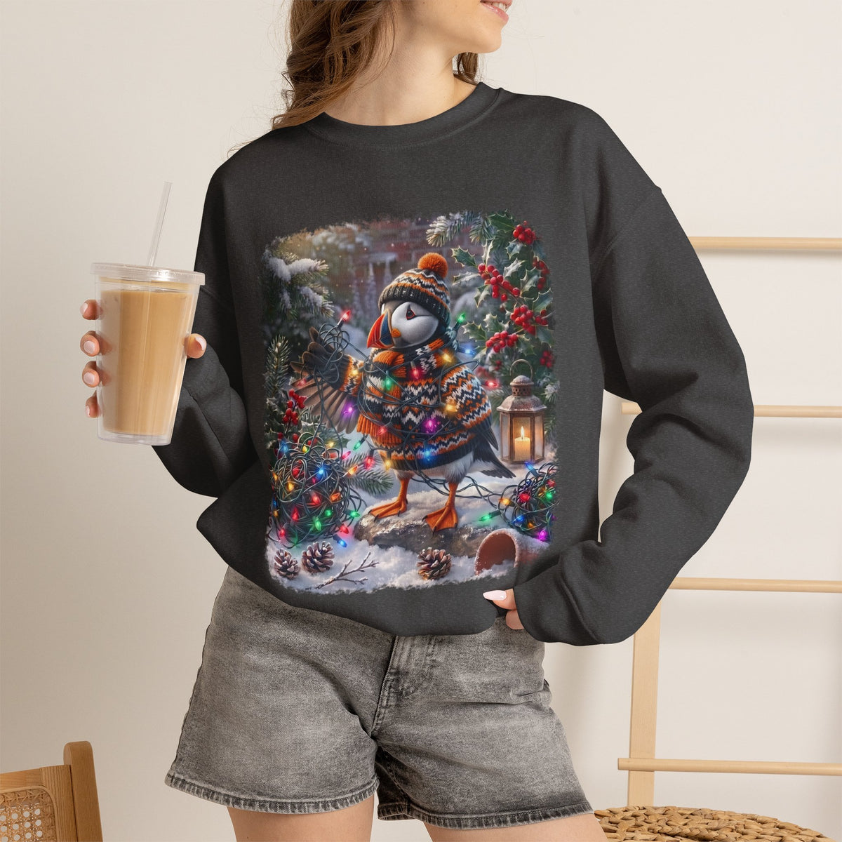 Puffin Christmas Sweatshirt – Tangled Lights Winter Crewneck