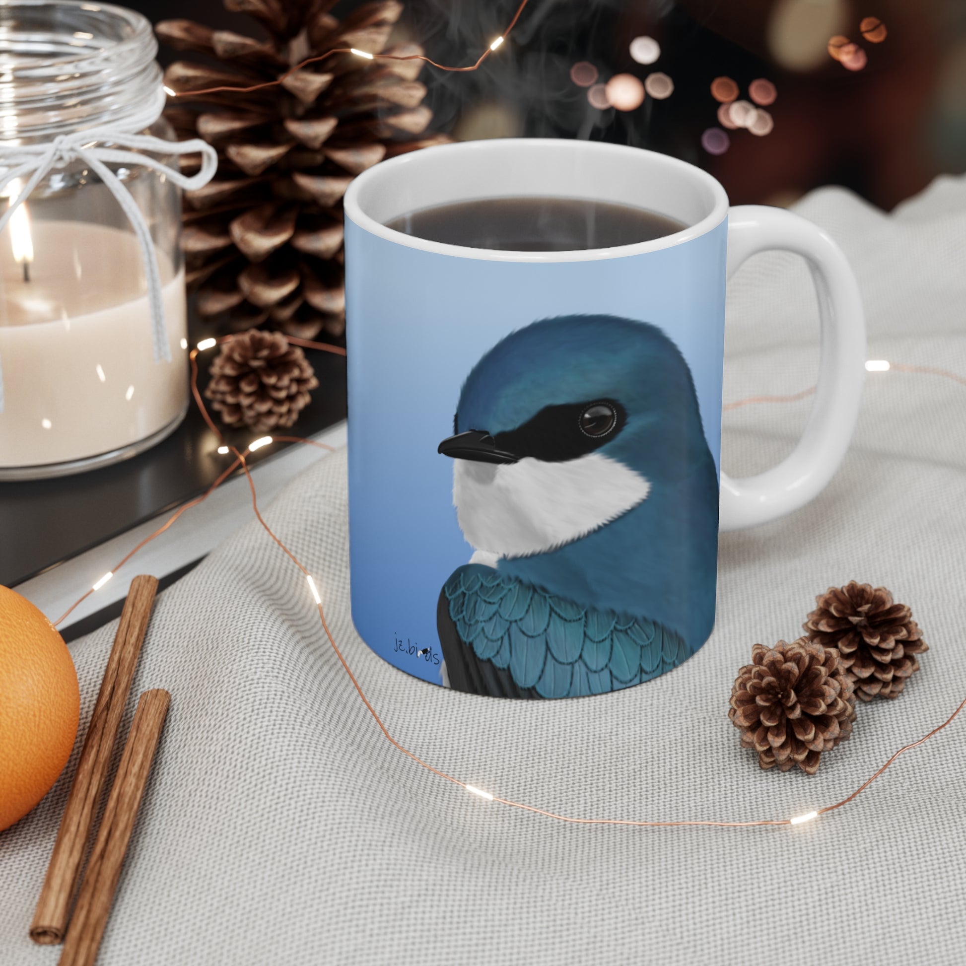 Tree Swallow Portrait Bird Ceramic Mug 11oz - jz.birds