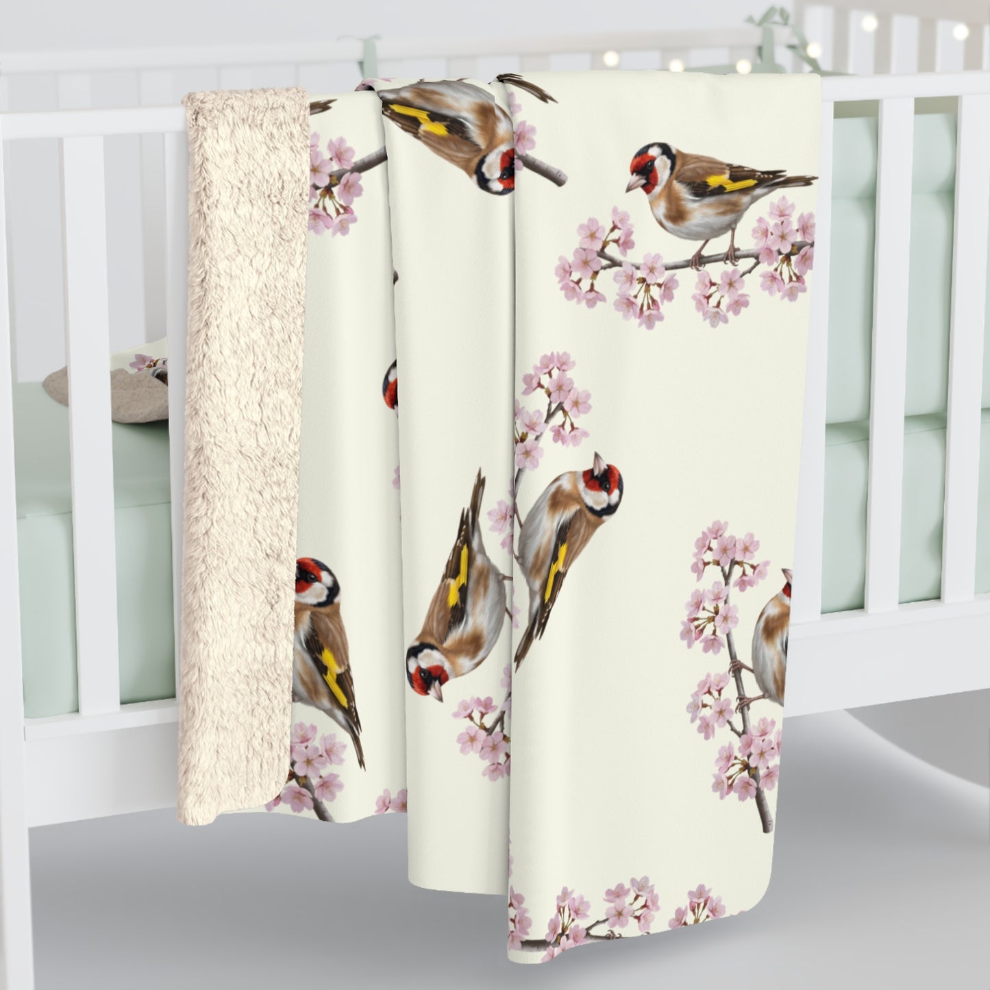 Stieglitz Decke – bird pattern blanket und cozy fleece Stil