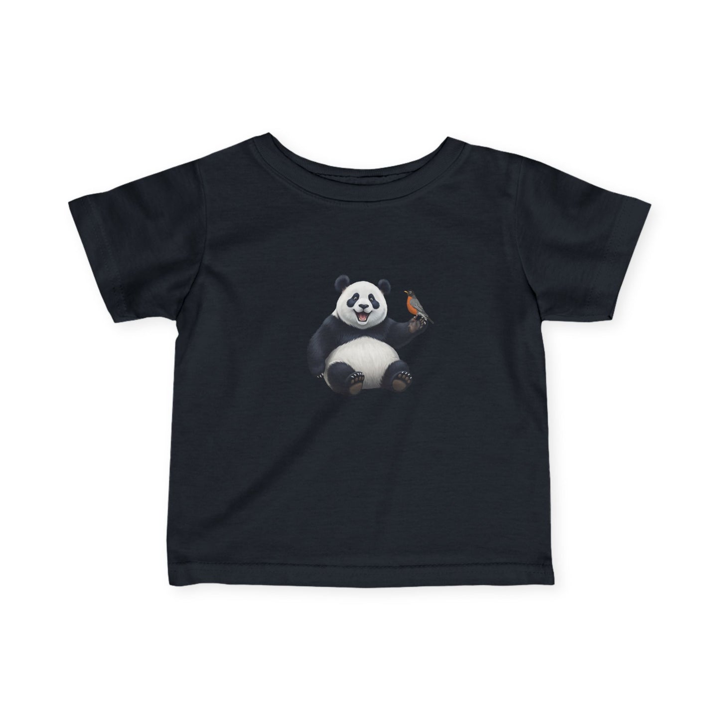 Panda Bear Baby & Toddler T-Shirt with American Robin Bird