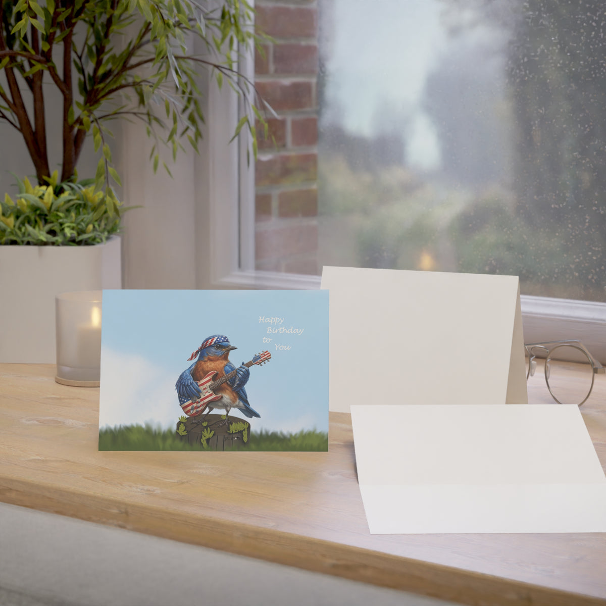 Bluebird Birthday Cards – with Guitar Card – Premium Matte Happy Bird Greeting
