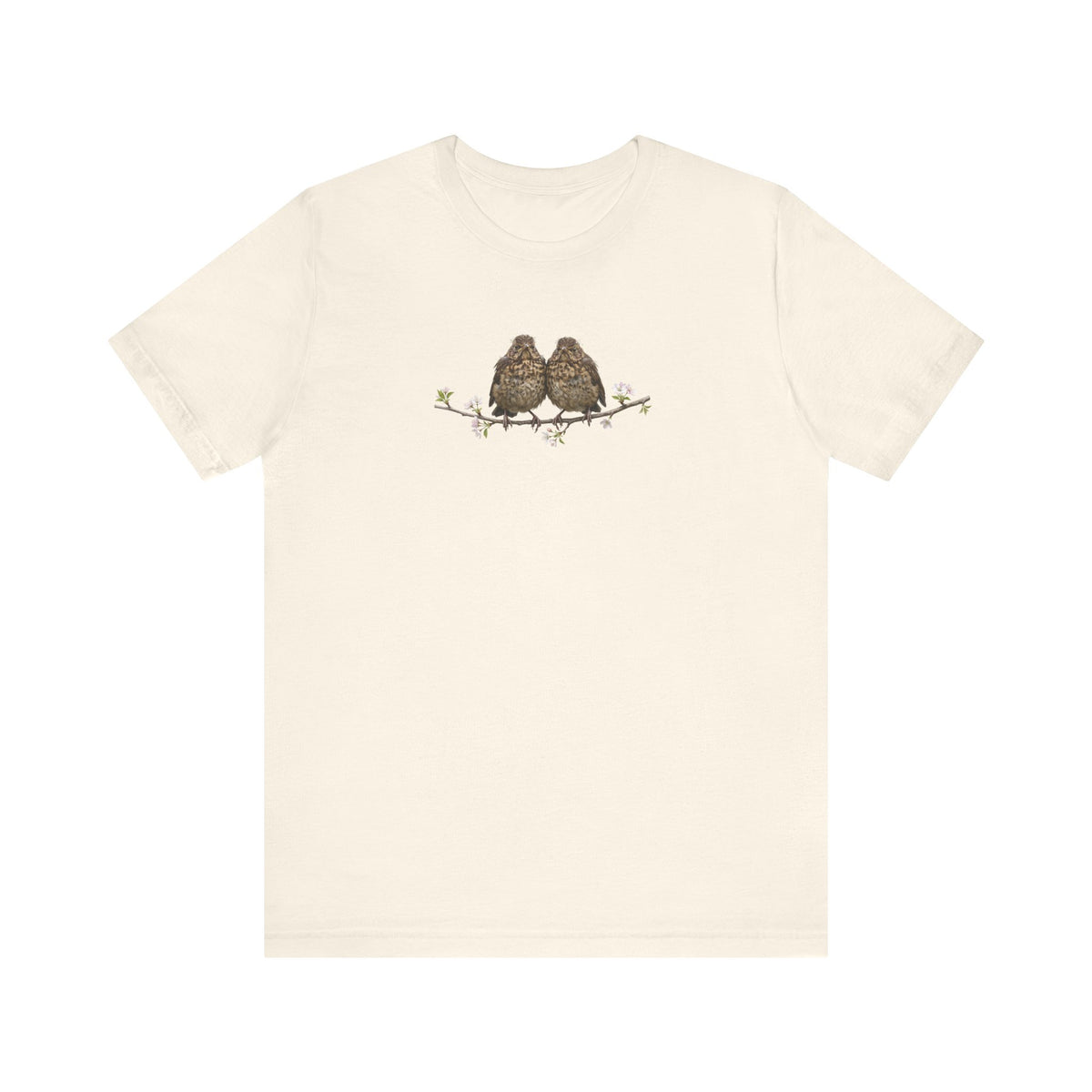 Blackbird Fledgling T-Shirt | Spring Blossoms Unisex Graphic Tee for Bird Watchers