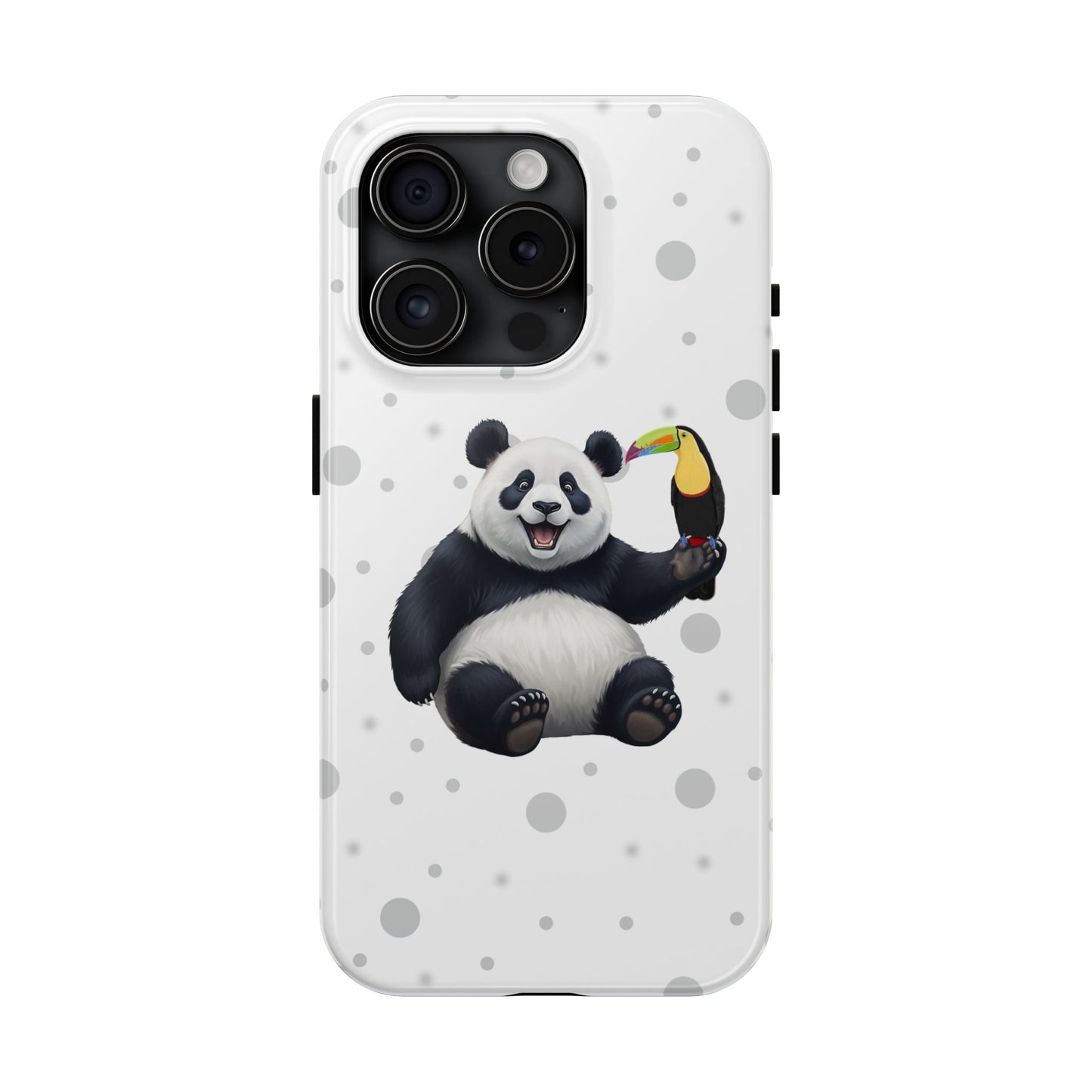 Cute Panda Bear with a Toucan Animal iPhone Case - Dual-Layer PC/TPU Protective Cover for iPhone