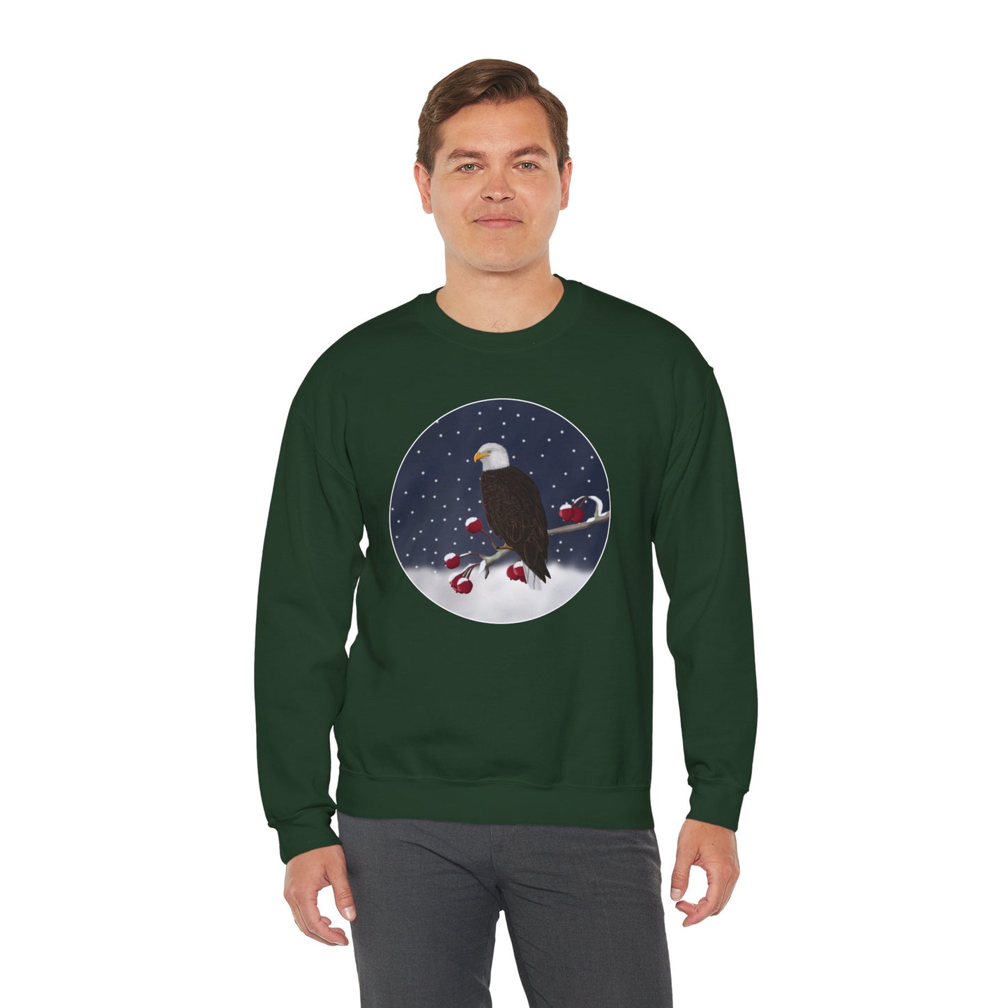 Bald Eagle on a Winter Branch Birdwatcher Christmas Bird Sweatshirt