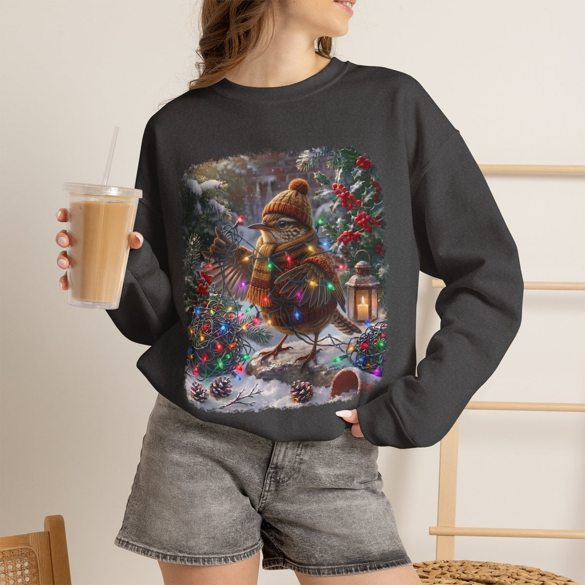 Wren Christmas Sweatshirt – Tangled Lights Winter Crewneck