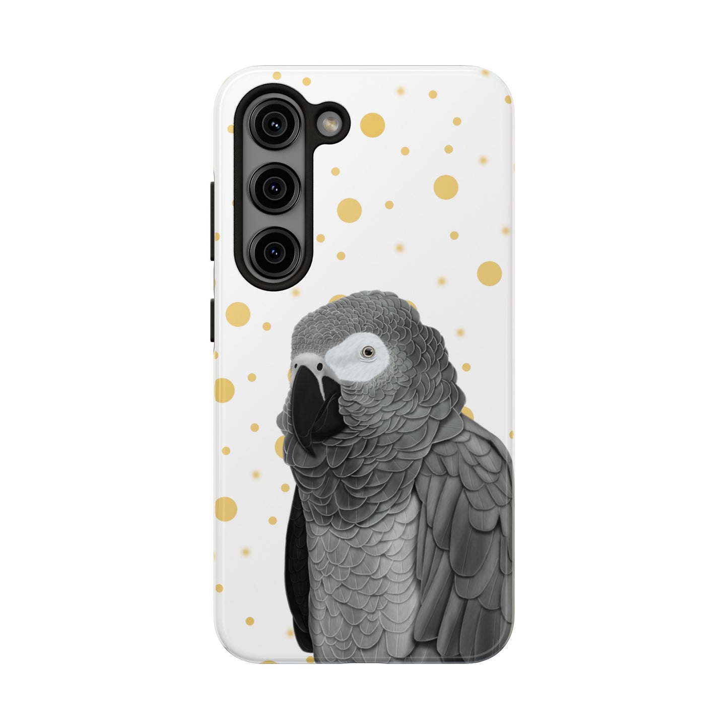 Grey Parrot Bird Art Tough Phone Case White