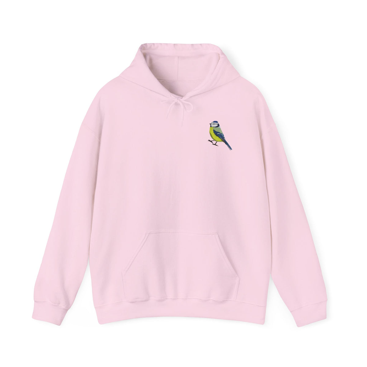Blaumeise Hoodie – Kuscheliger Kapuzenpullover mit kleinem Gartenvogel-Motiv
