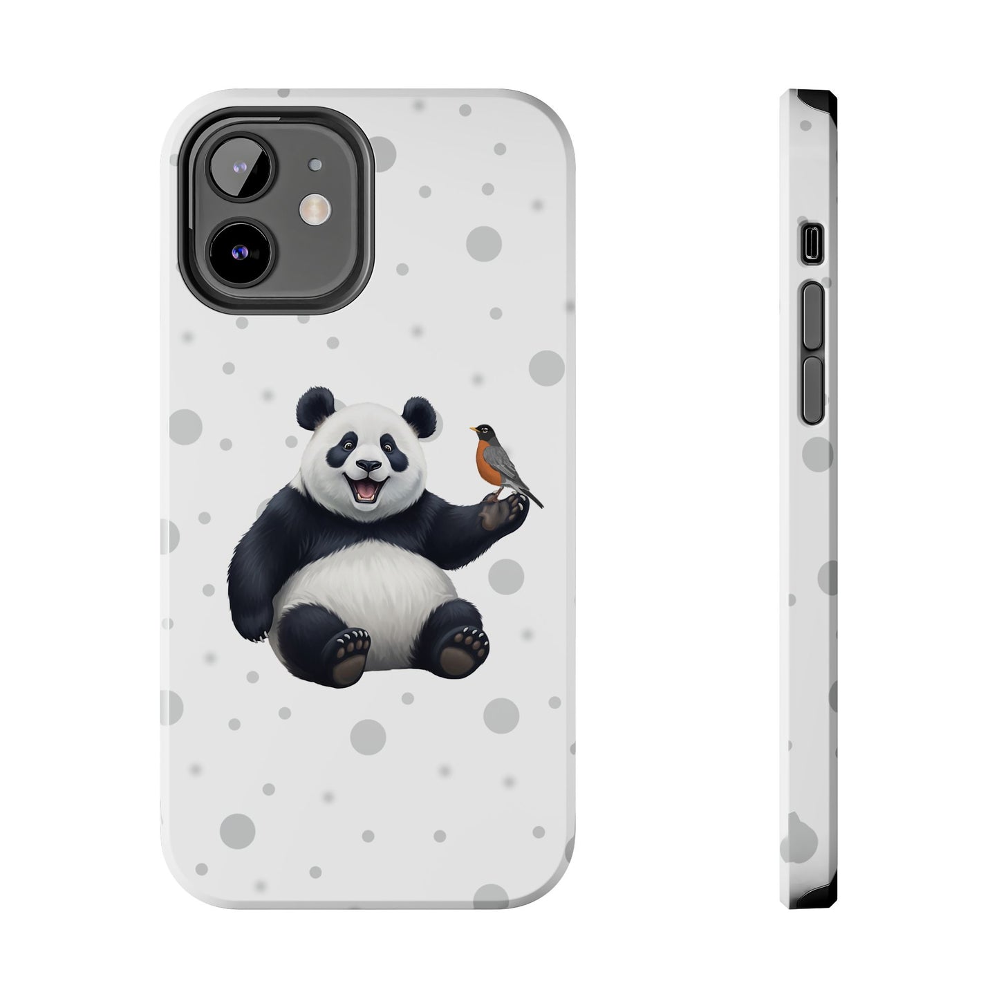 Cute Panda Bear with American Robin Animal iPhone Case - Dual-Layer PC/TPU Protective Cover for iPhone