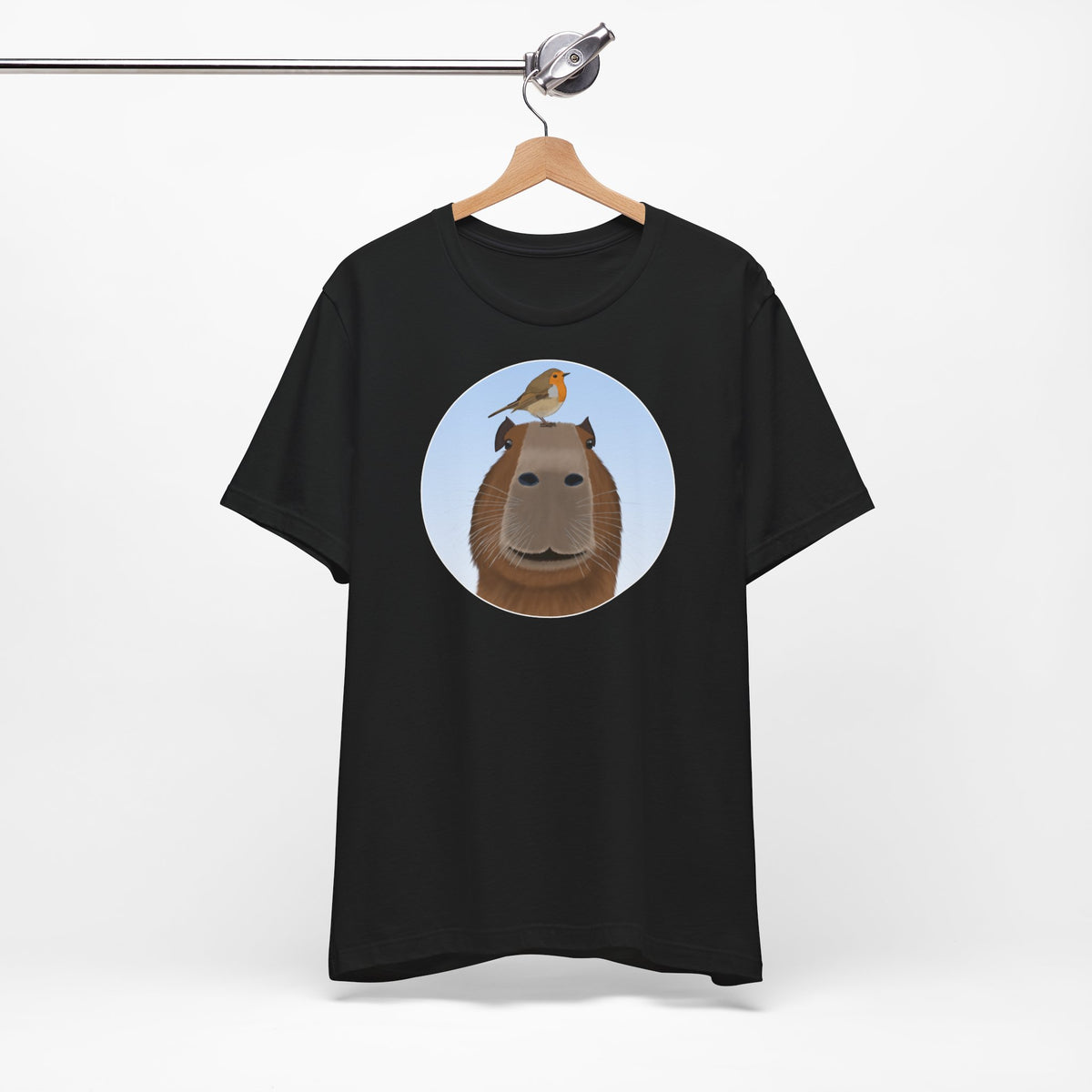 Capybara mit Rotkehlchen Lustiges Vogel T-Shirt