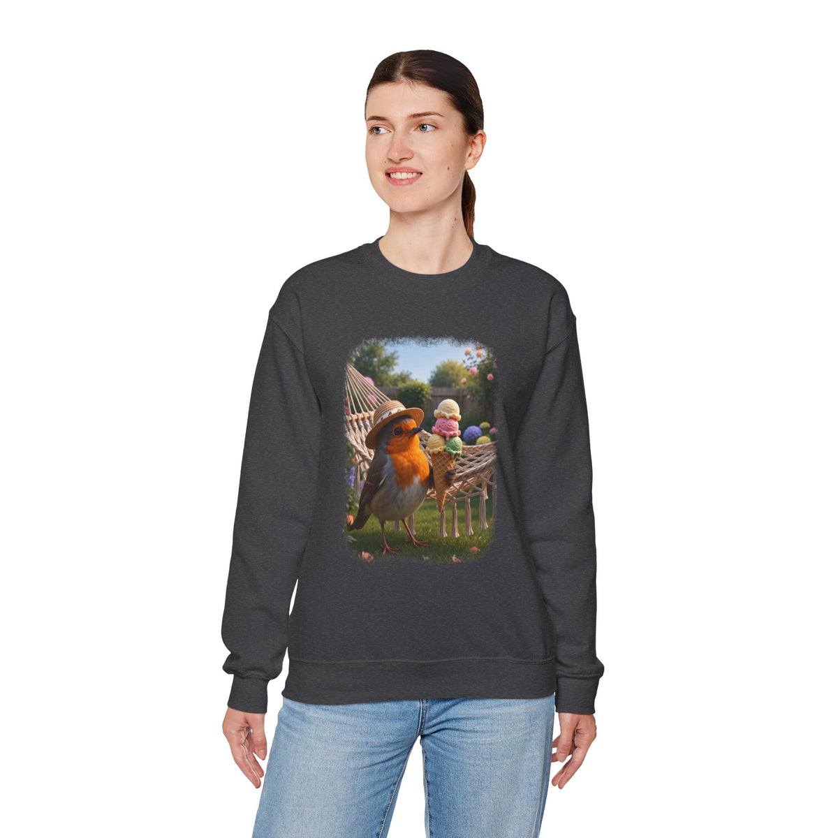 Robin Rosi Ice Cream Garden Premium Sweatshirt for Bird Lovers