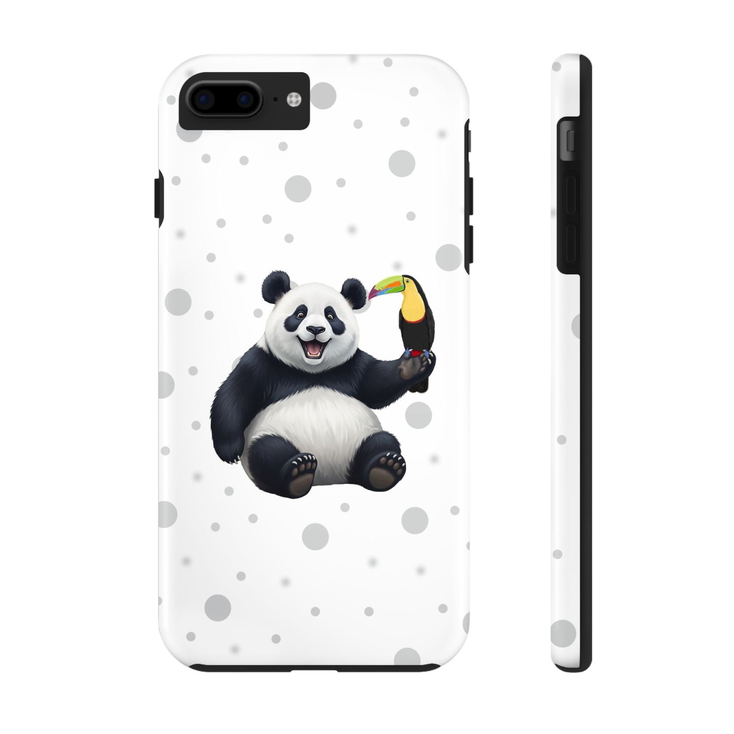 Cute Panda Bear with a Toucan Animal iPhone Case - Dual-Layer PC/TPU Protective Cover for iPhone