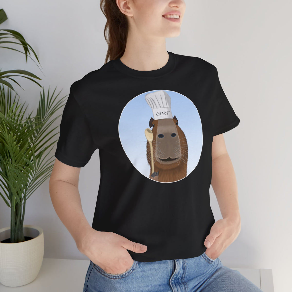 Capybara mit Kochmütze und Kochlöffel Chefkoch T-Shirt