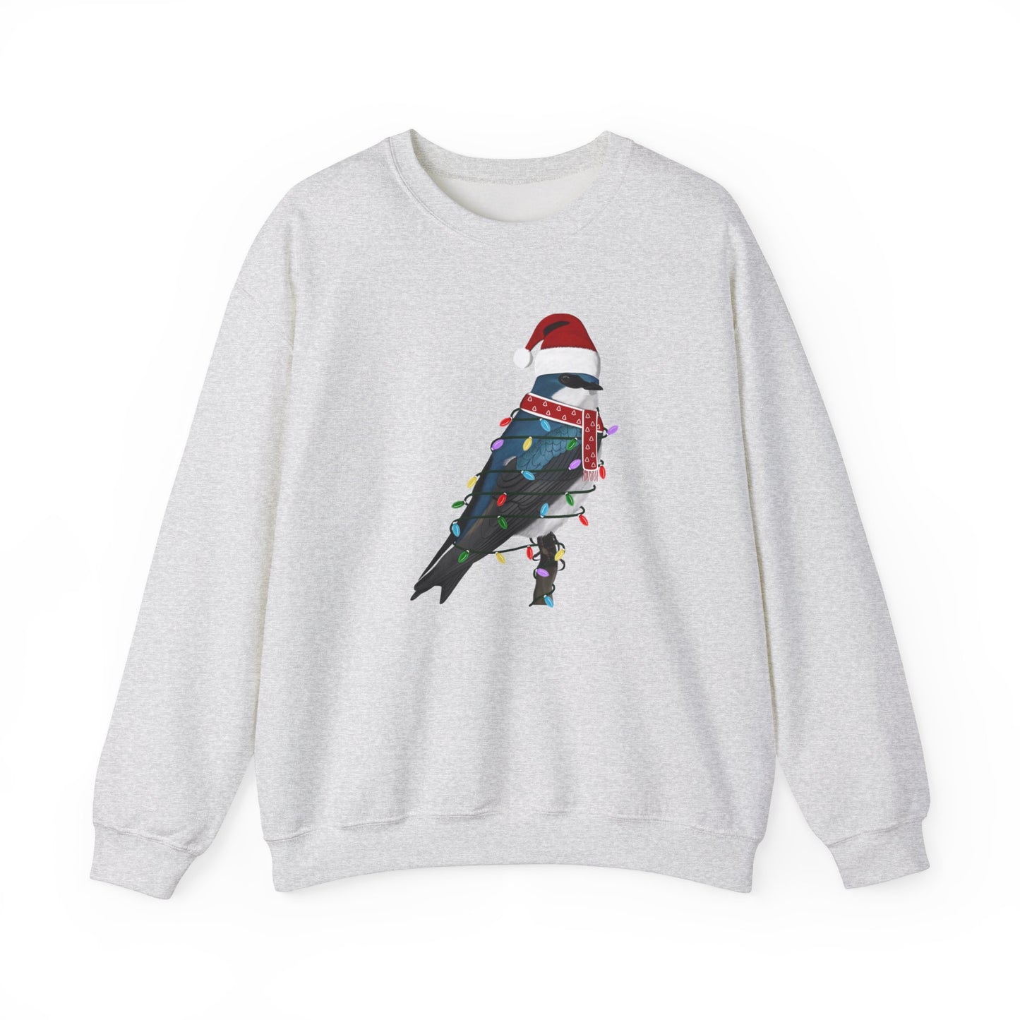 Tree Swallow with Fairy Lights Santa Claus Christmas Bird Sweatshirt