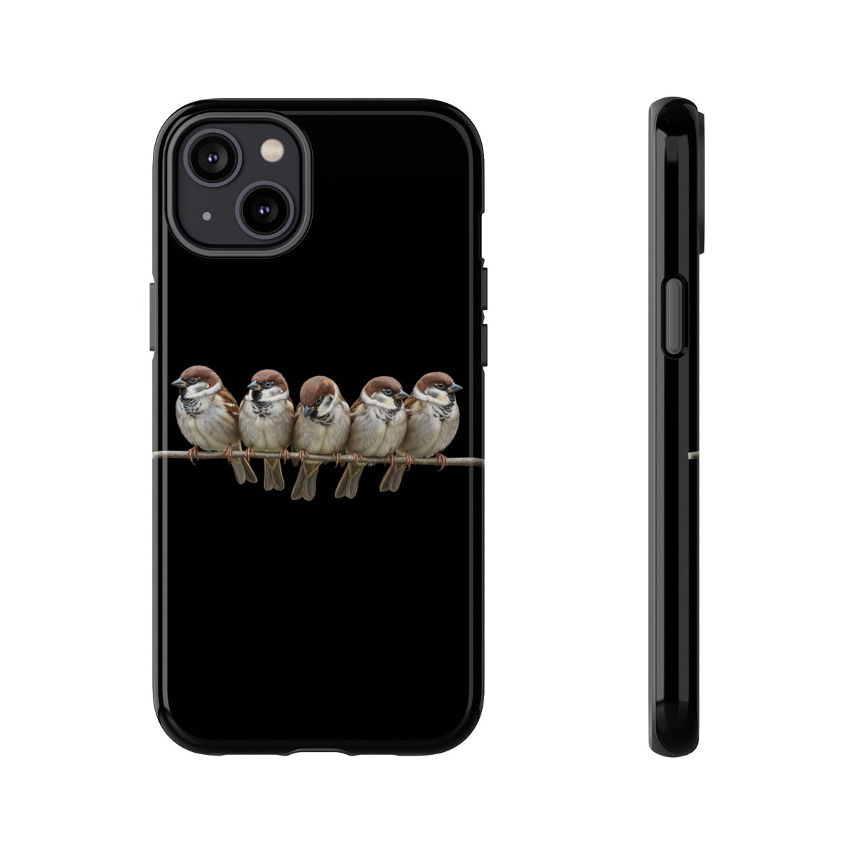 Codirosso su un ramo Cover premium per cellulare – Doppia protezione e stampa integrale, nera
