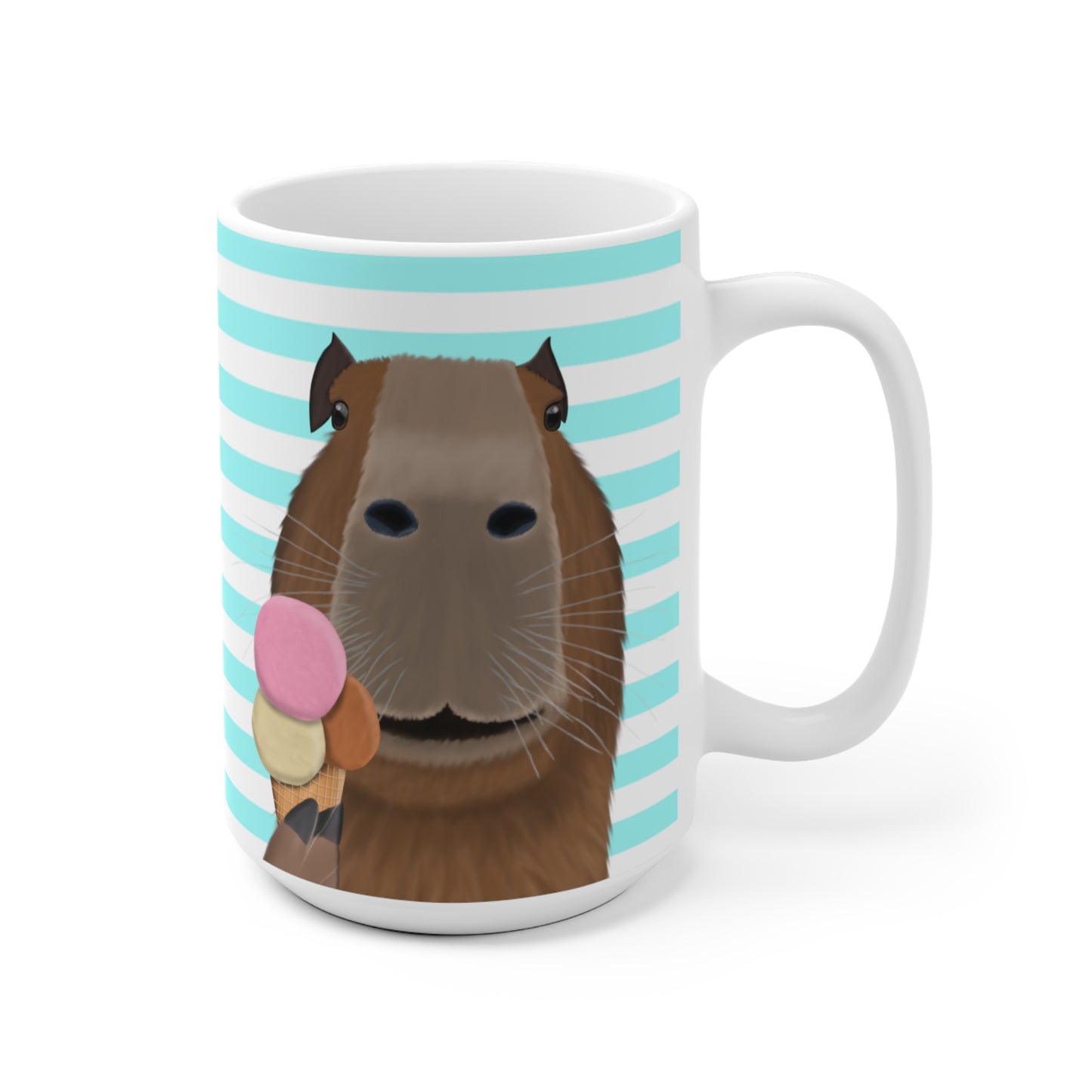 Capybara mit Eis Streifen Türkis Lustige Tasse