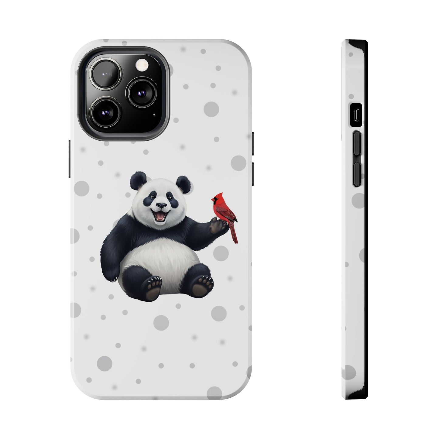 Cute Panda Bear with a Cardinal Animal iPhone Case - Dual-Layer PC/TPU Protective Cover for iPhone