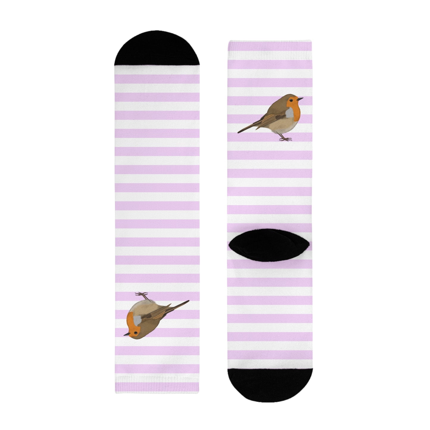 Rotkehlchen Vogel Socken mit Rosa Weißen Streifen für Vogelfreunde & Vogelbeobachter