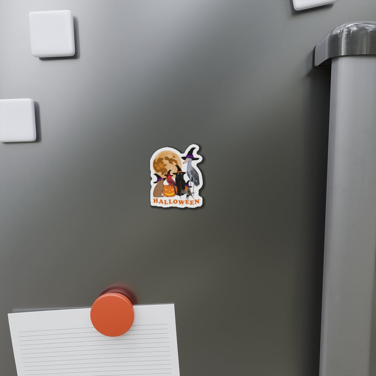 Robin Shoebill Cardinal with Cat and Bunny Halloween Bird Magnet