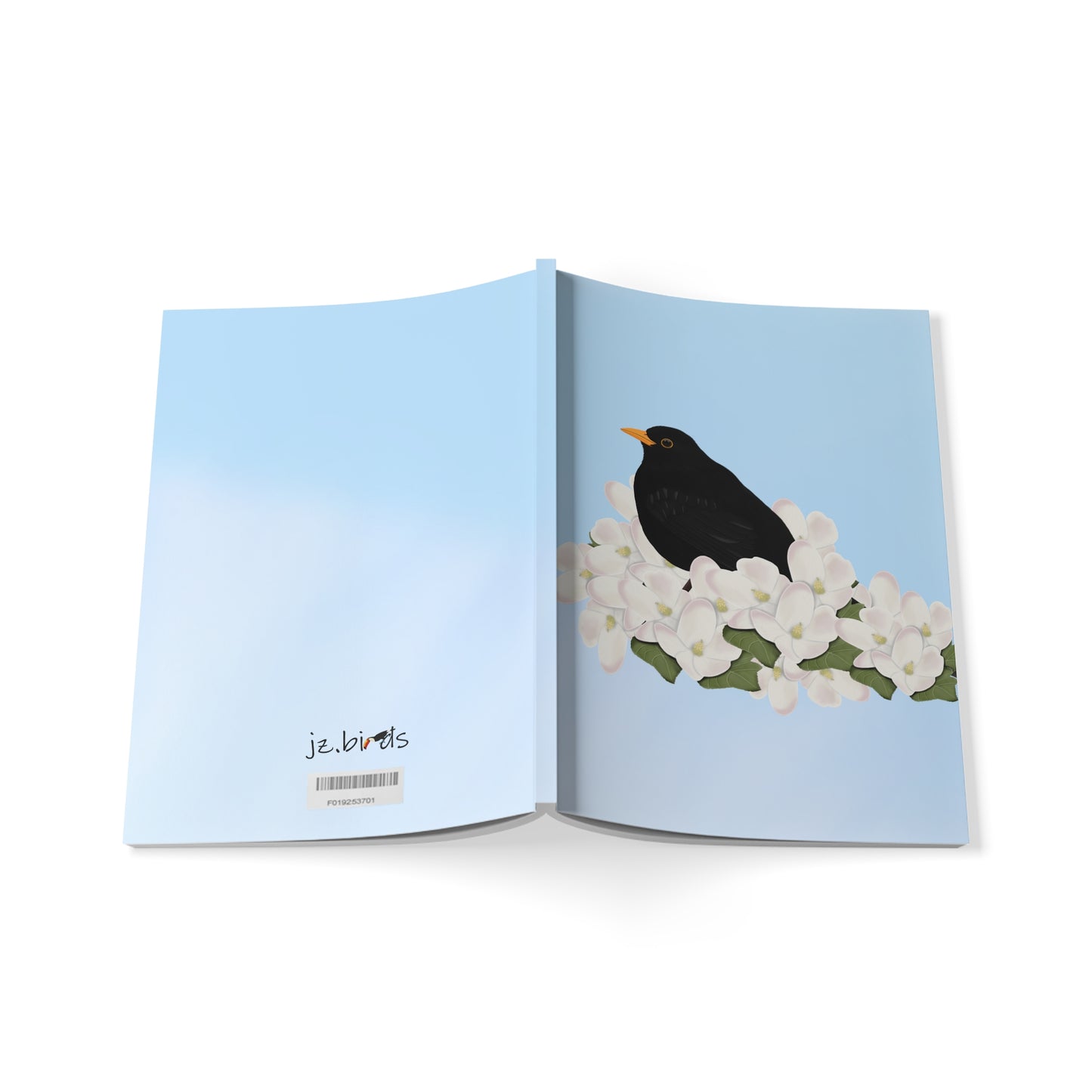 Amsel im Frühling A5 Vogel Softcover Notizbuch 150 Seiten Liniert