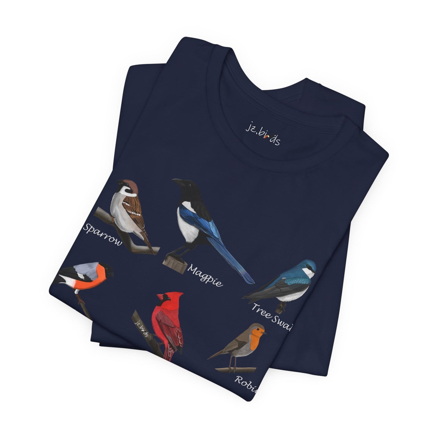 Garden Birds Blue Jay Cardinal Robin Chickadee Birding & Birdwatching Bird T-Shirt