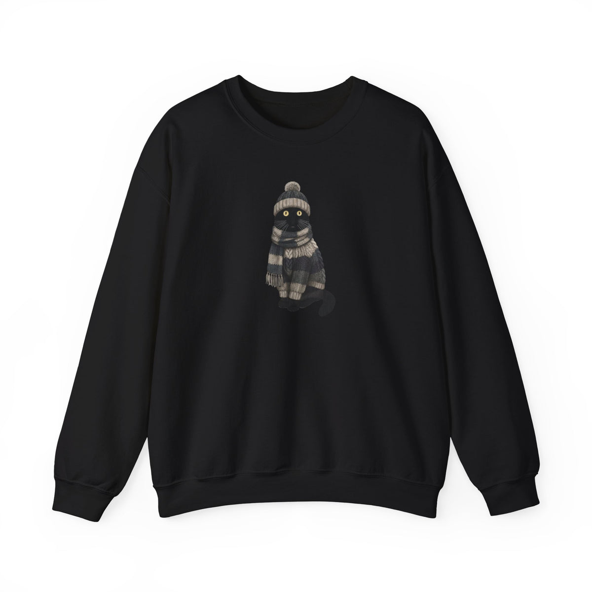 Cat Winter Sweatshirt | Lover Crewneck Unisex Wearing Knit Gift – Animal Avian Enthusiast
