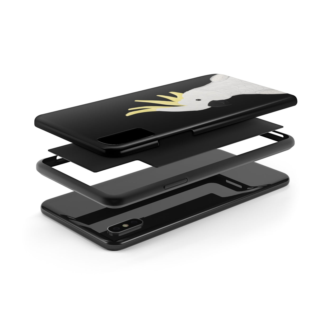 Cockatoo Bird Art Tough Phone Case Black