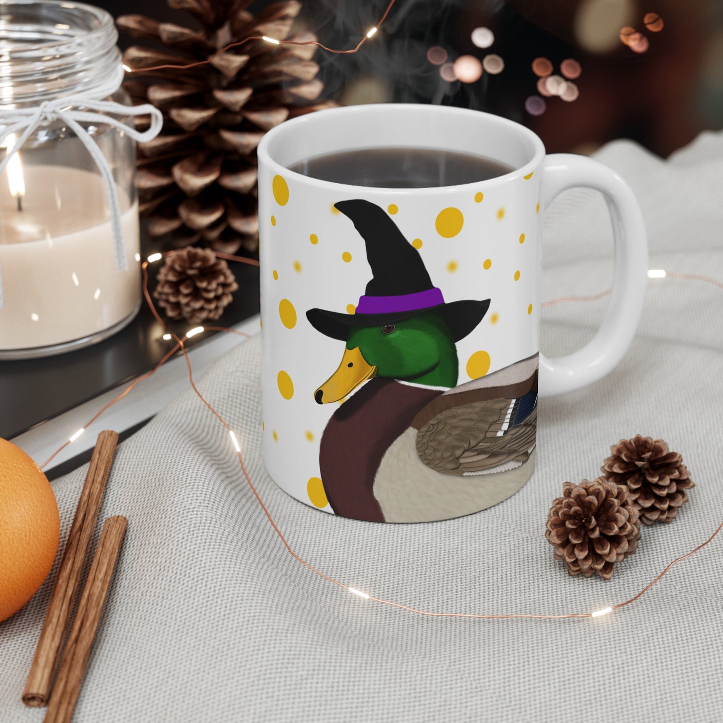 Mallard with Witch Hat Halloween Bird Mug 11oz