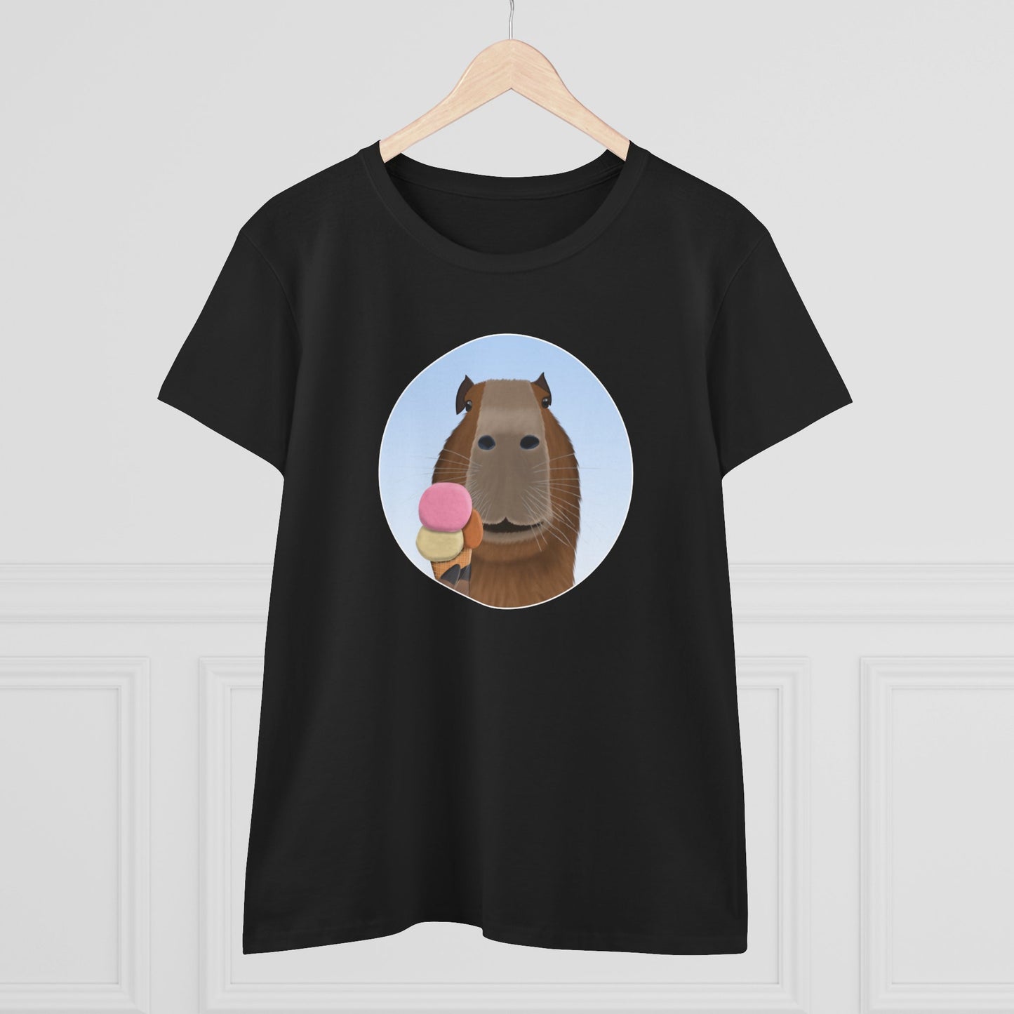 Capybara with Ice Cream Funny Design for Capybara Lovers Women's T-Shirt