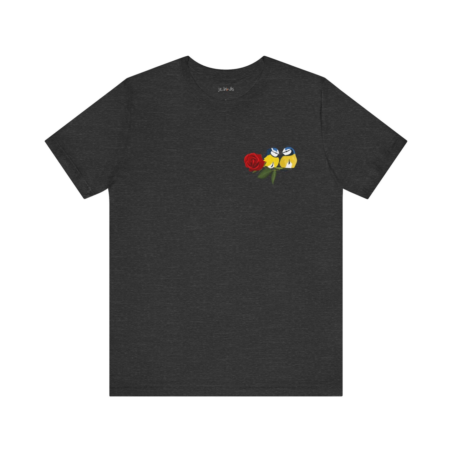 Valentine's Day Blue Titmice on Rose Unisex Tee