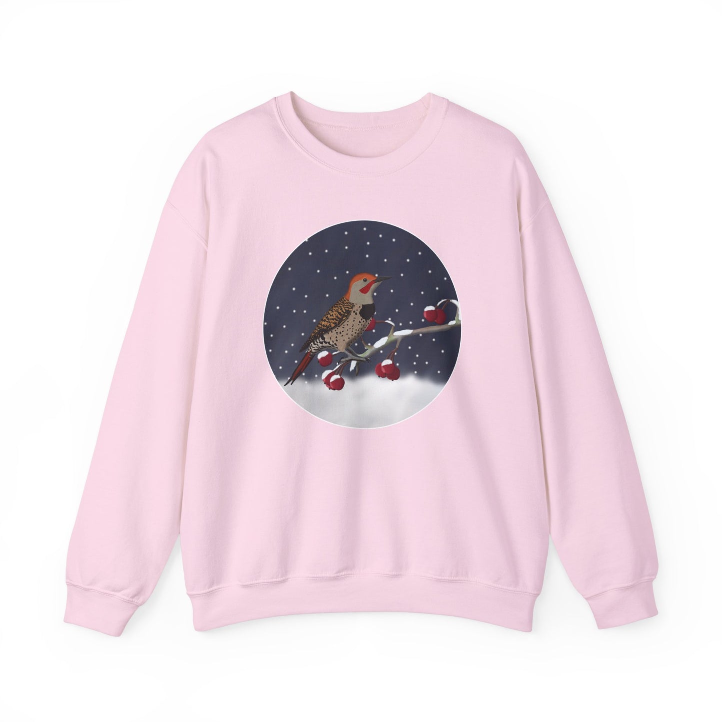 Northern Flicker on a Winter Branch Birdwatcher Christmas Bird Sweatshirt