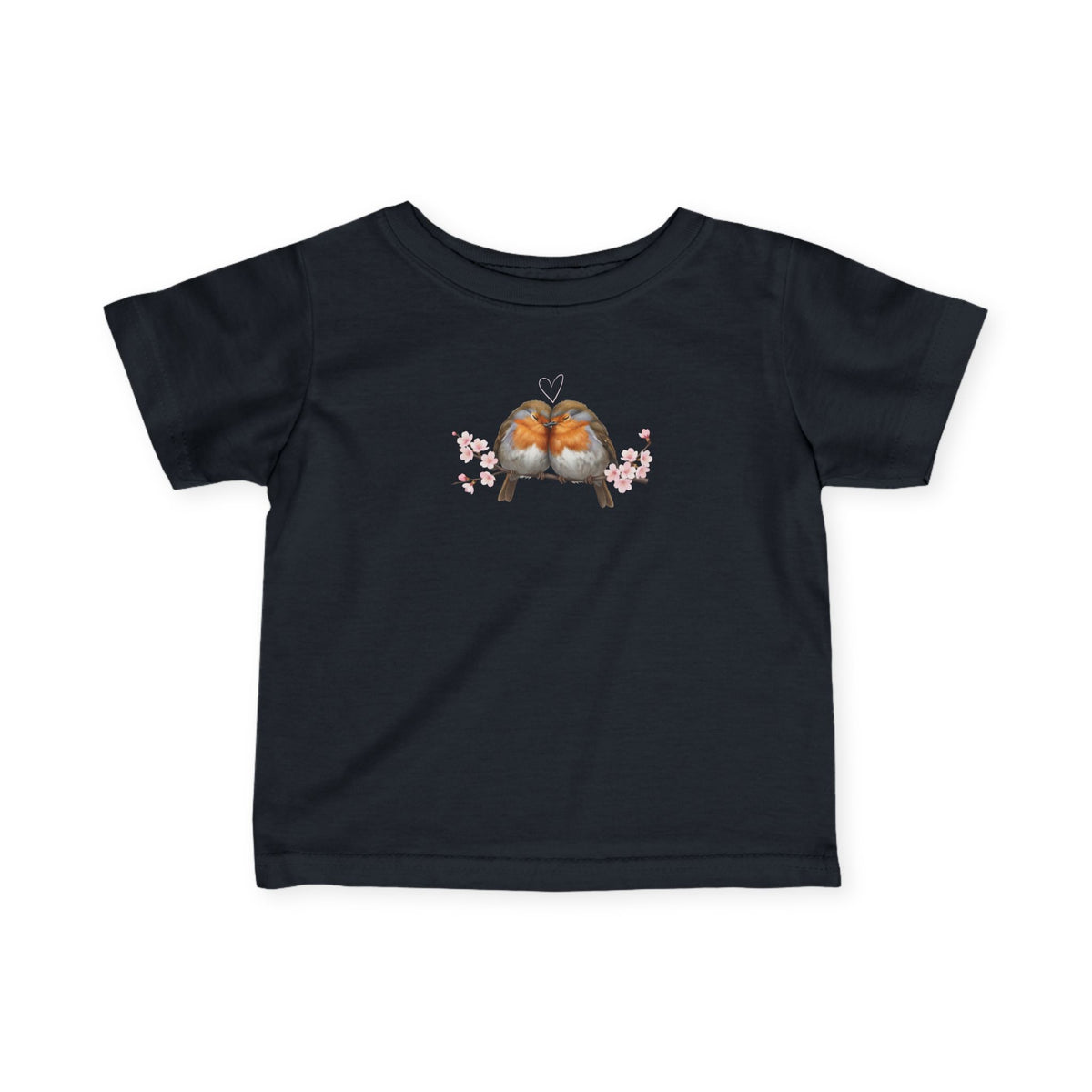 Robins on a Branch Cute Bird Baby & Toddler Fine Jersey T-Shirt