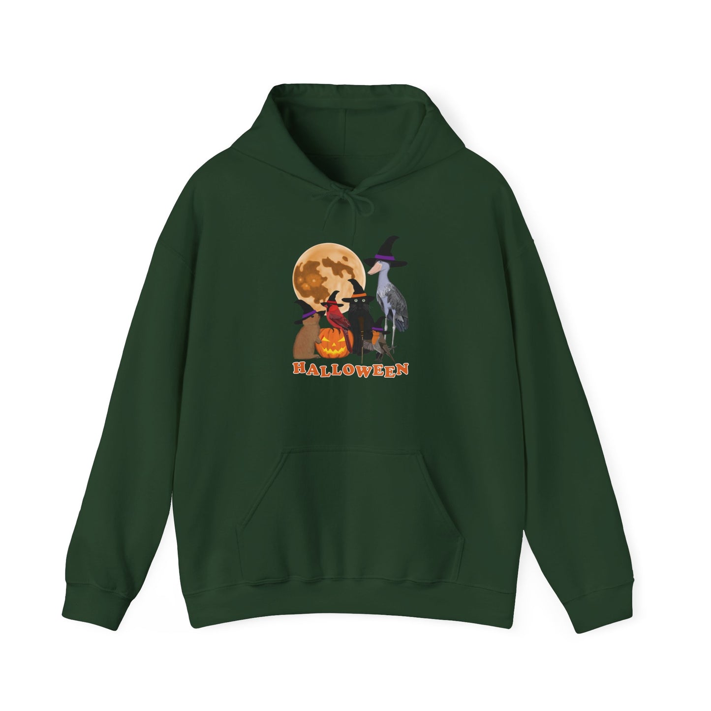 Cardinal Robin Shoebill with Cat and Bunny Halloween Bird Hoodie