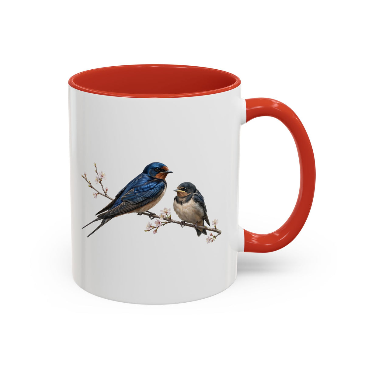 Barn Swallow & Fledgling Two-Tone Mug | Spring Bird Lover Gift