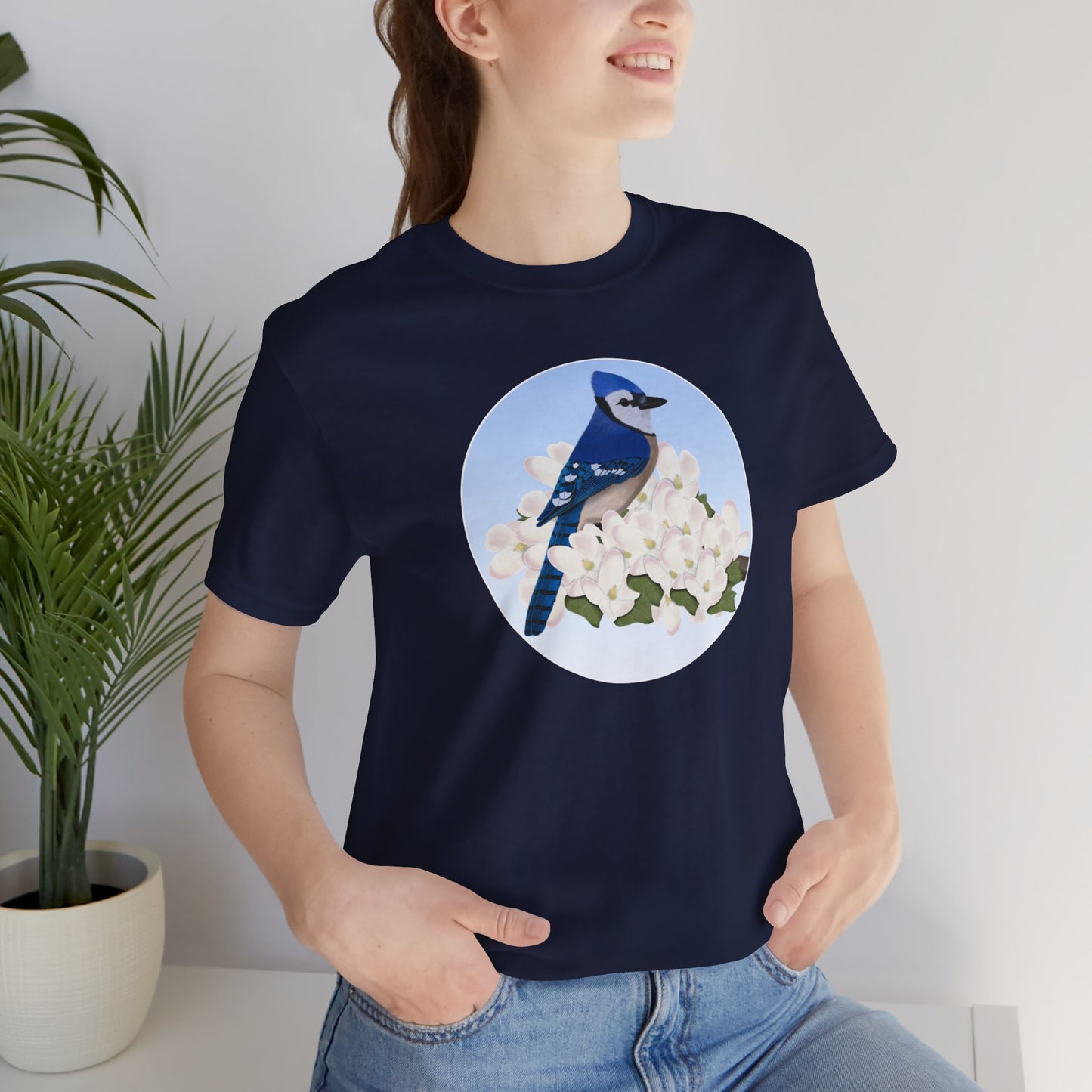 Blue Jay and Spring Apple Blossoms Bird T-Shirt