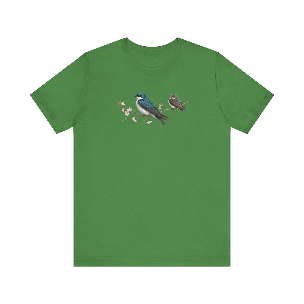 Tree Swallow & Fledgling T-Shirt | Spring Blossoms Unisex Graphic Tee