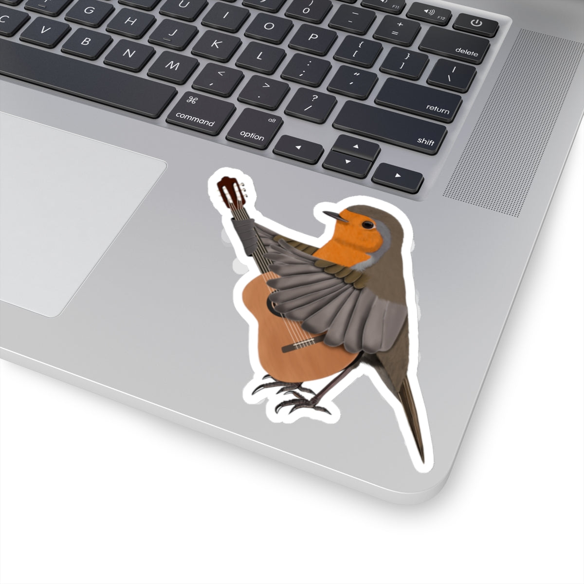 Robin Bird Playing Guitar Kiss-Cut Sticker