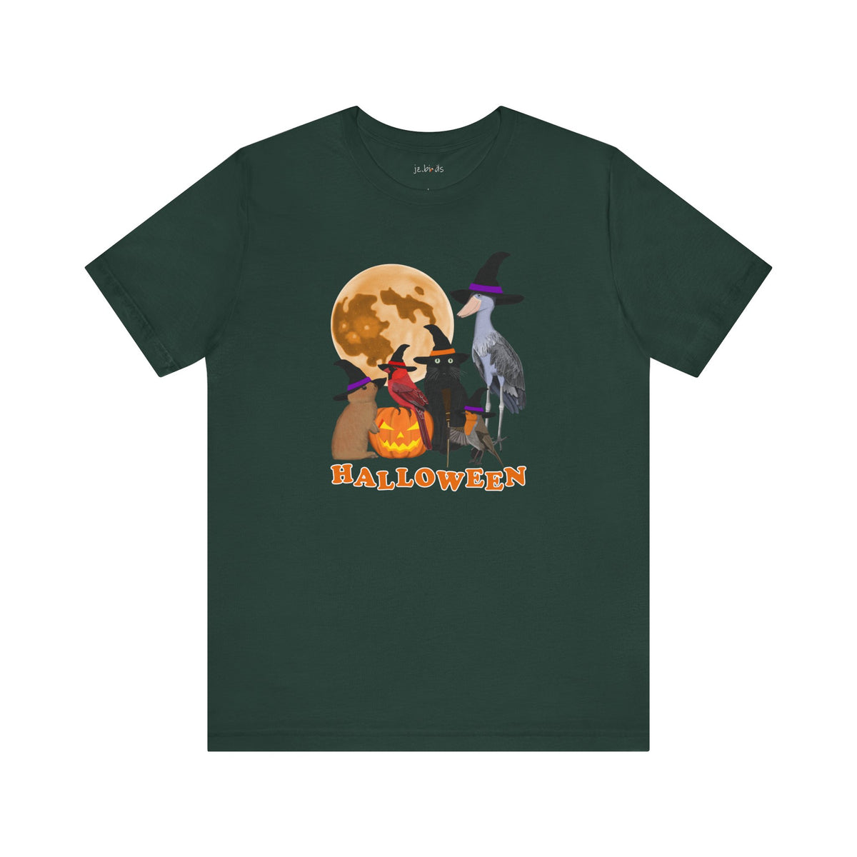 Cardinal Robin Shoebill with Cat and Bunny Halloween Bird T-Shirt –