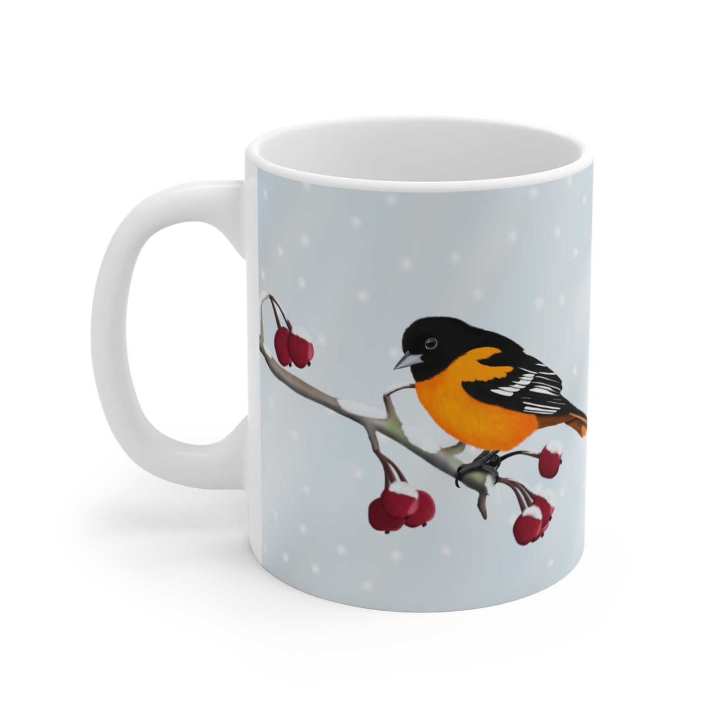 Baltimore Oriole Winter Bird Ceramic Mug 11oz - jz.birds