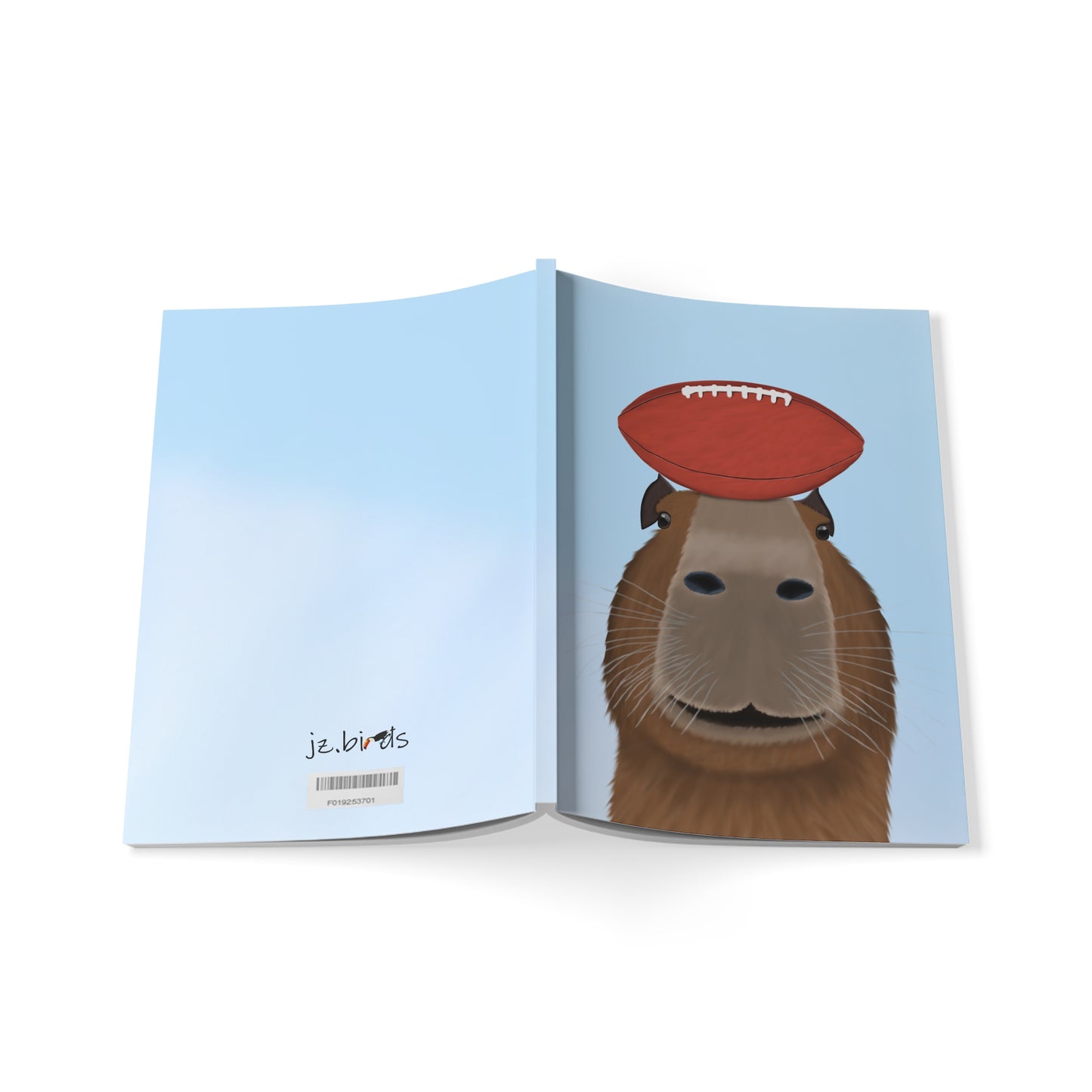 Capybara mit Football A5 Softcover Notizbuch 150 Seiten Liniert
