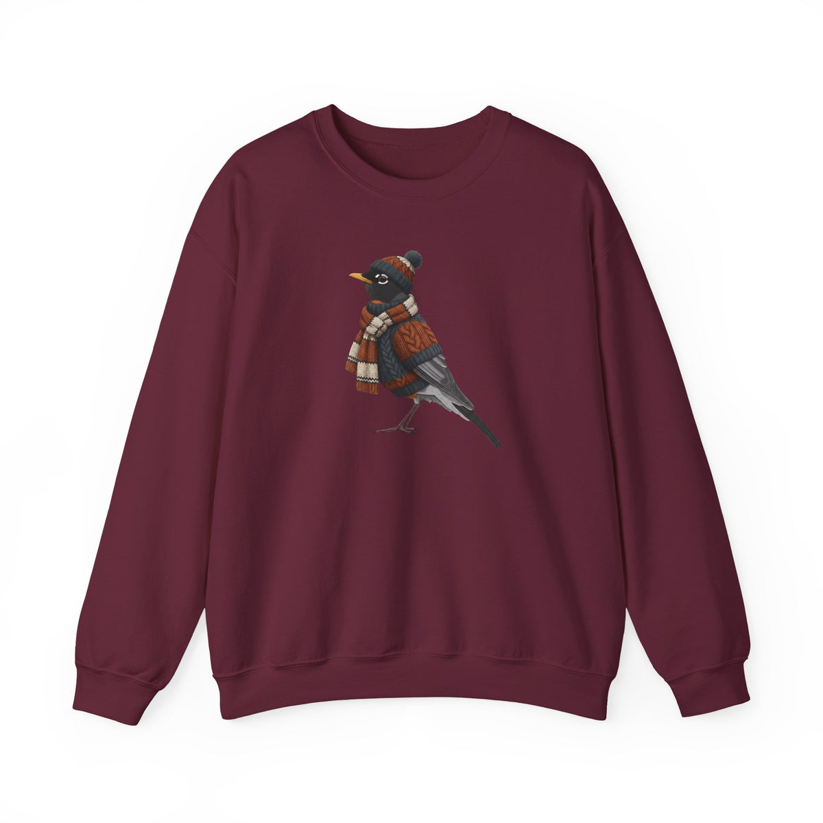 American Robin Winter Sweatshirt | Bird Watcher Crewneck | Unisex Songbirds Wearing Knit Gift for Bird Lovers