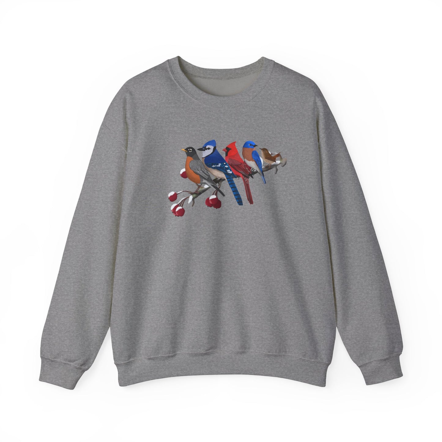 Backyard Birds Robin Blue Jay Cardinal Bluebird Wren Birdwatcher Christmas Bird Sweatshirt