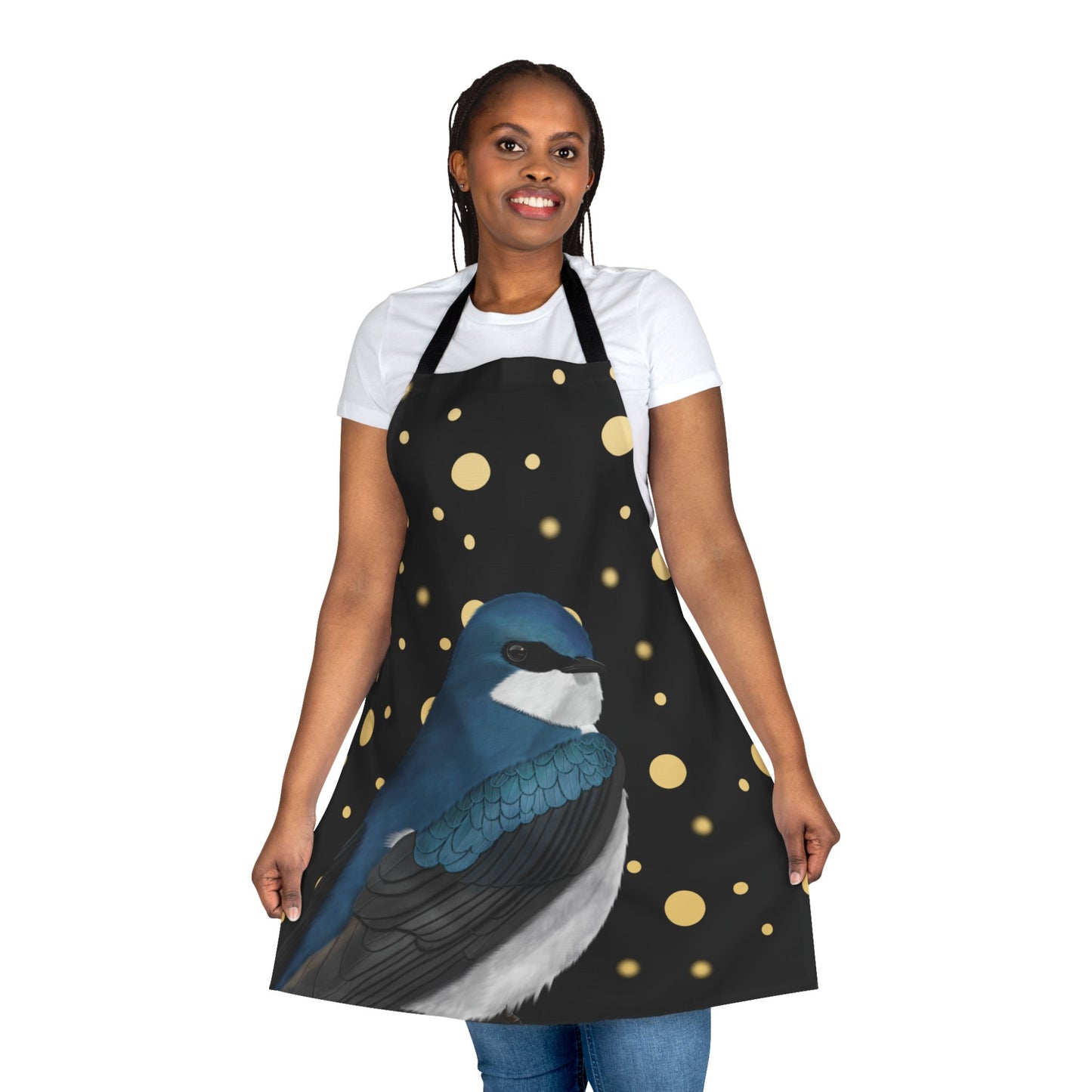 Tree Swallow Golden Dots Birdlover Bird Art Apron Black