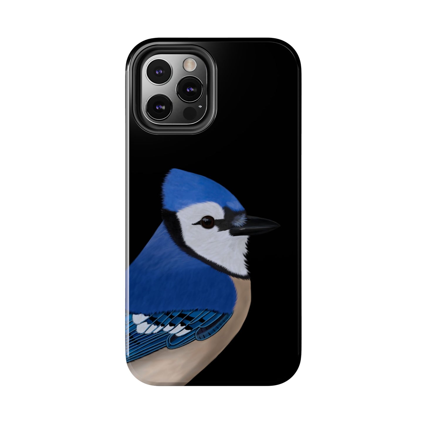 Blue Jay Bird Art Tough Phone Case Black