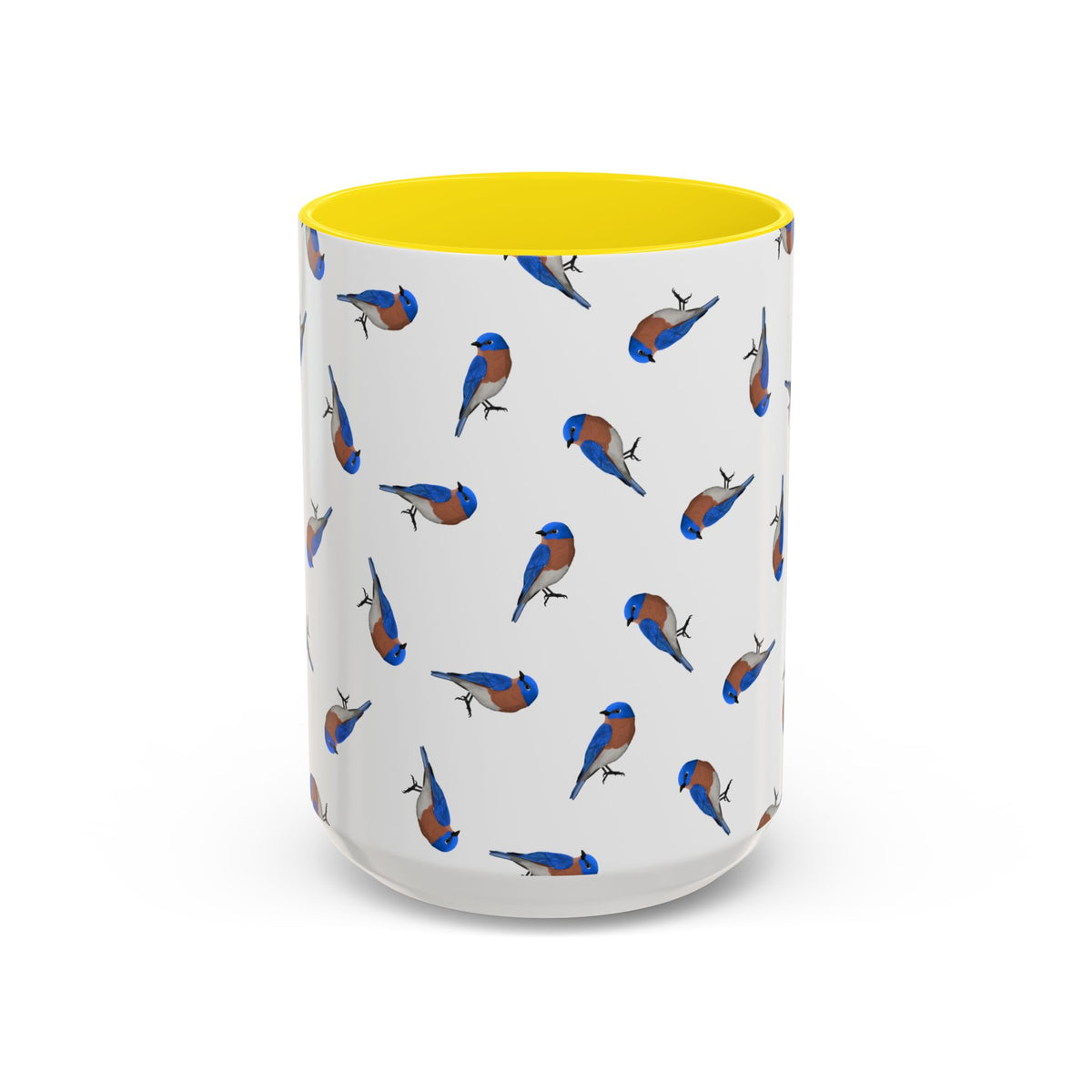 Bluebird All-Over Pattern Accent Mug | Colorful Bird Lover Gift for Birdwatchers