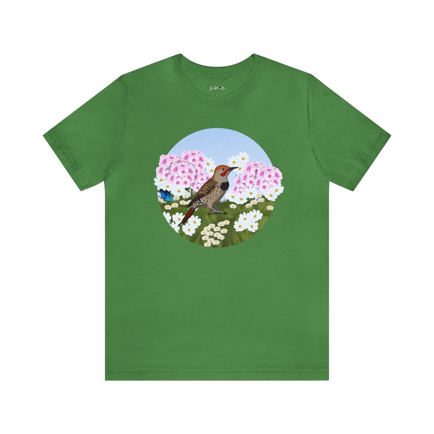 Northern Flicker and Summer Flowers Bird Tee
