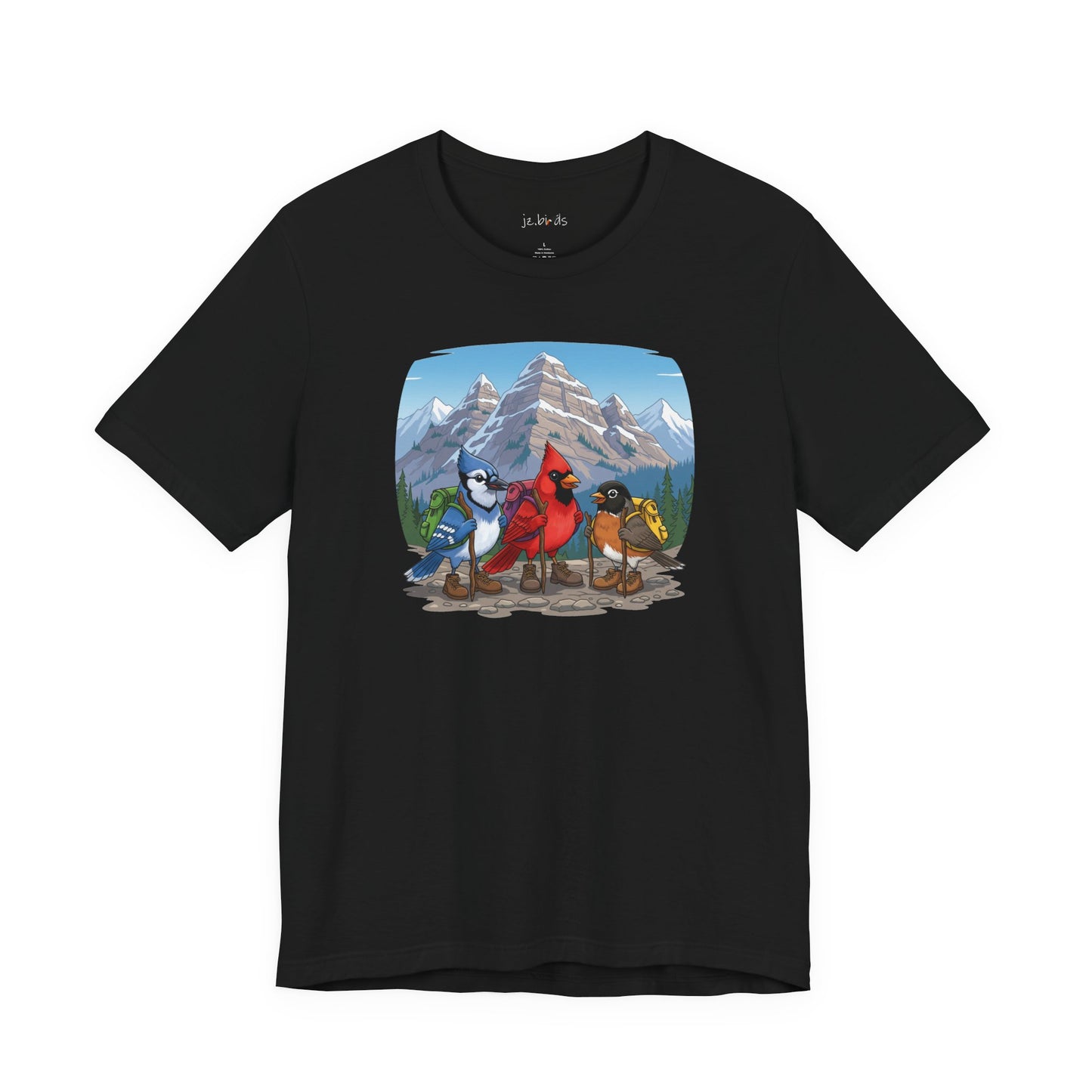 Birds Hiking T-Shirt Funny Cardinal Blue Jay Robin on a Hike Bird Watcher Bird Lover