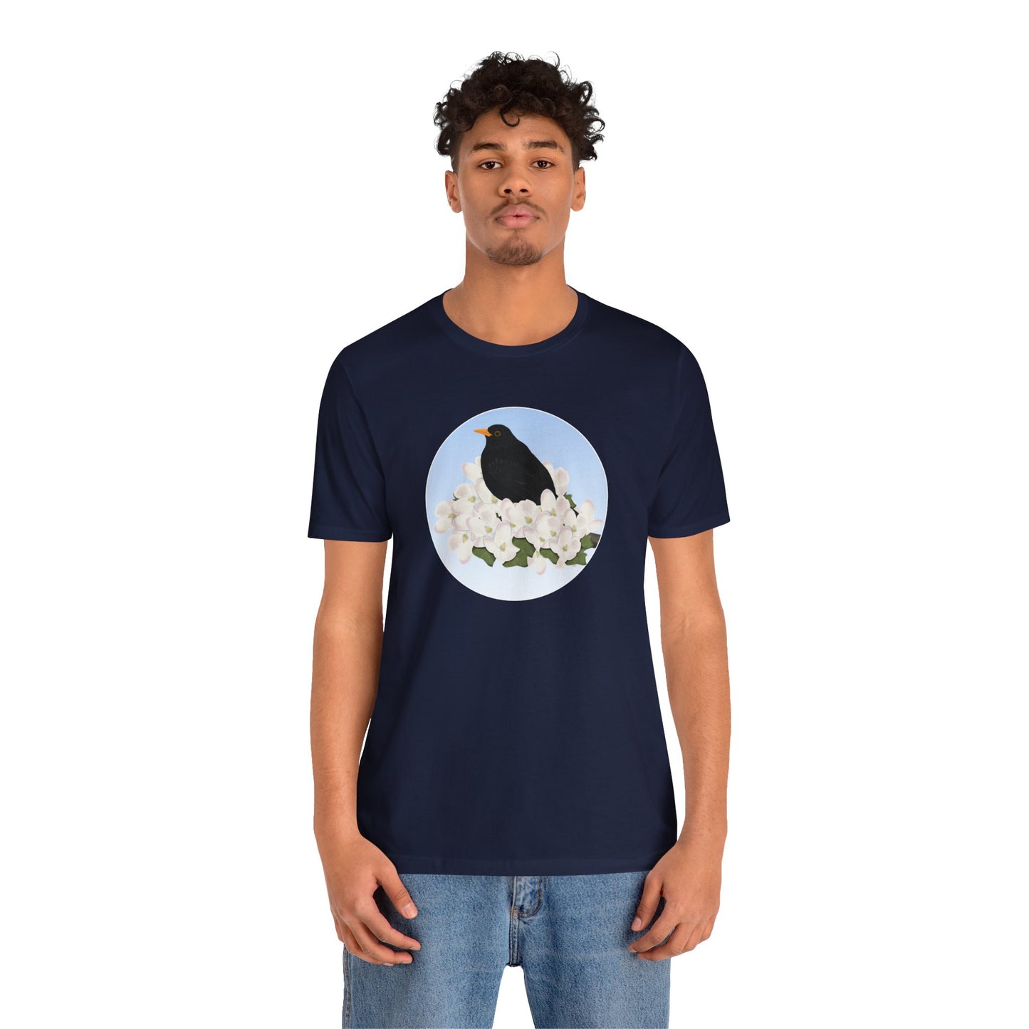 Blackbird and Spring Apple Blossoms Bird T-Shirt