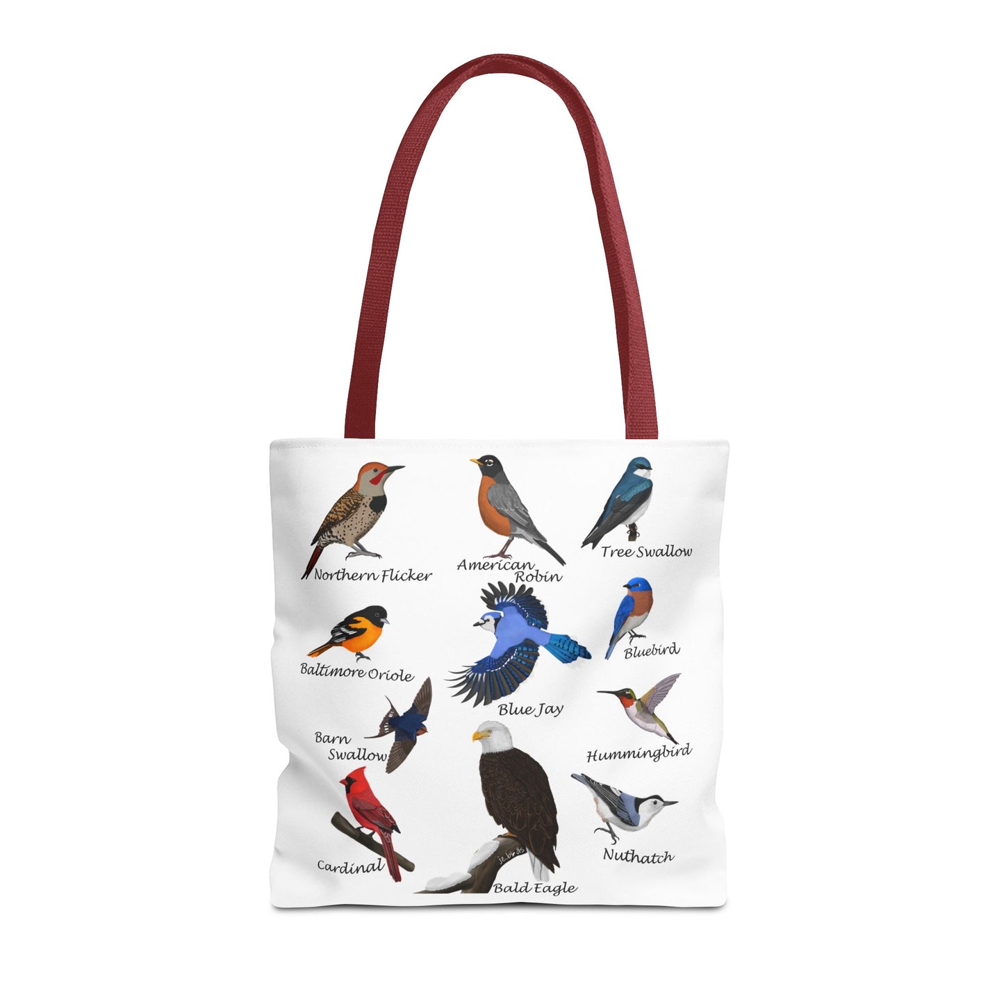 Backyard Birds Tote Bag 16"x16" Blue Jay Cardinal Bluebird Hummingbird for Bird Lovers