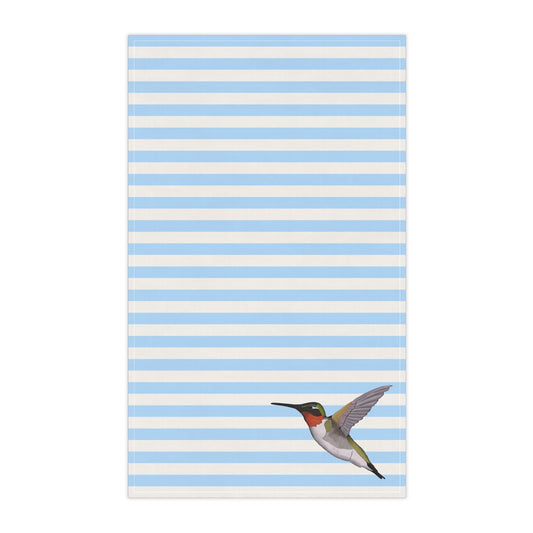 Hummingbird Bird Art Kitchen Towel Blue White 18" × 30"