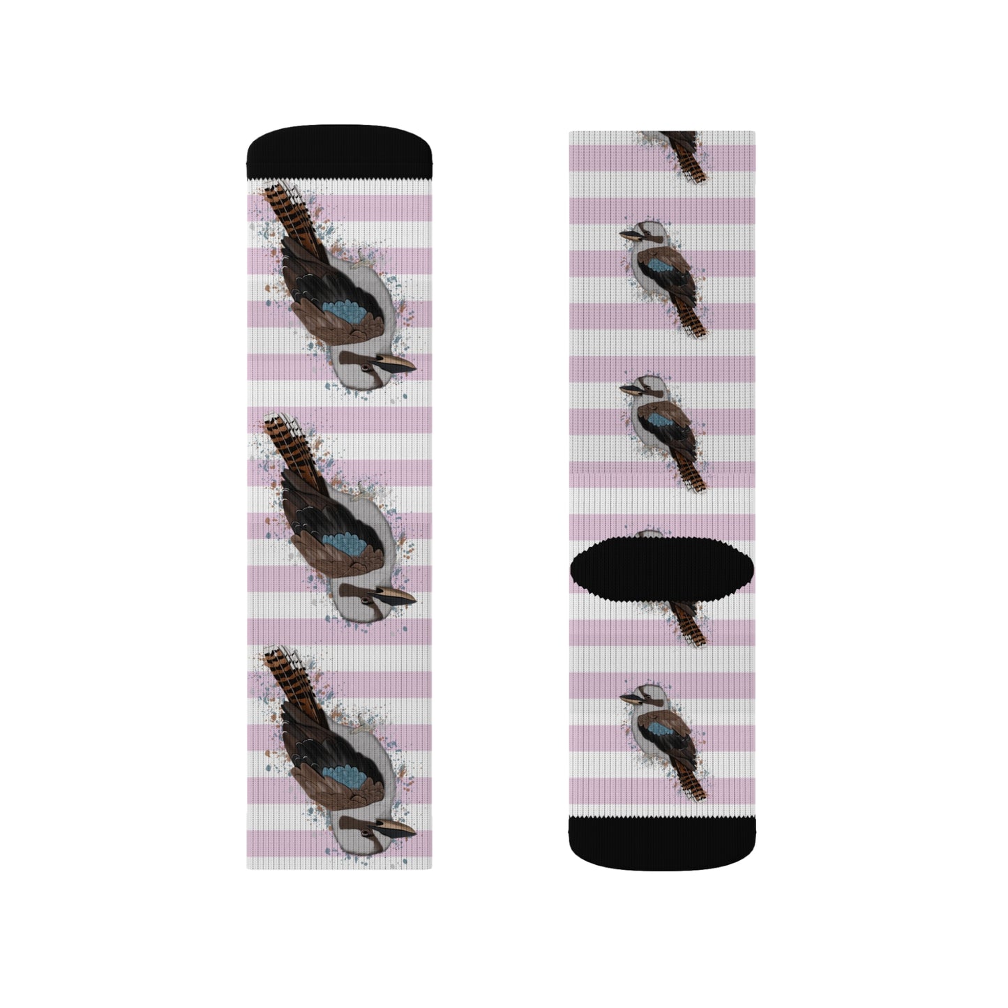 Kookaburra Bird Pink White Striped Socks